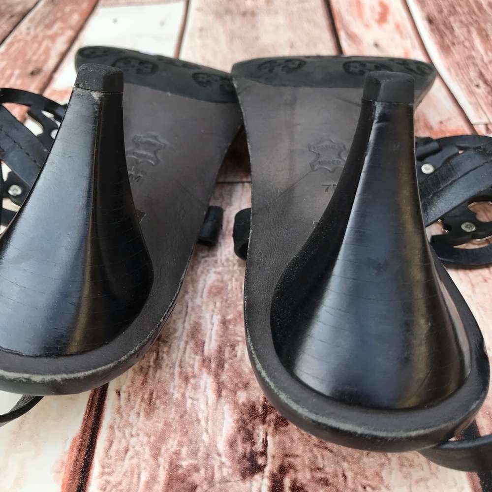 Tory Burch Black Sandals with Gold Accents - Picture 5 of 6